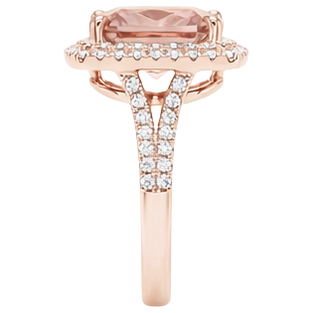 vero round morganite 12.75carati anello vista dall'alto