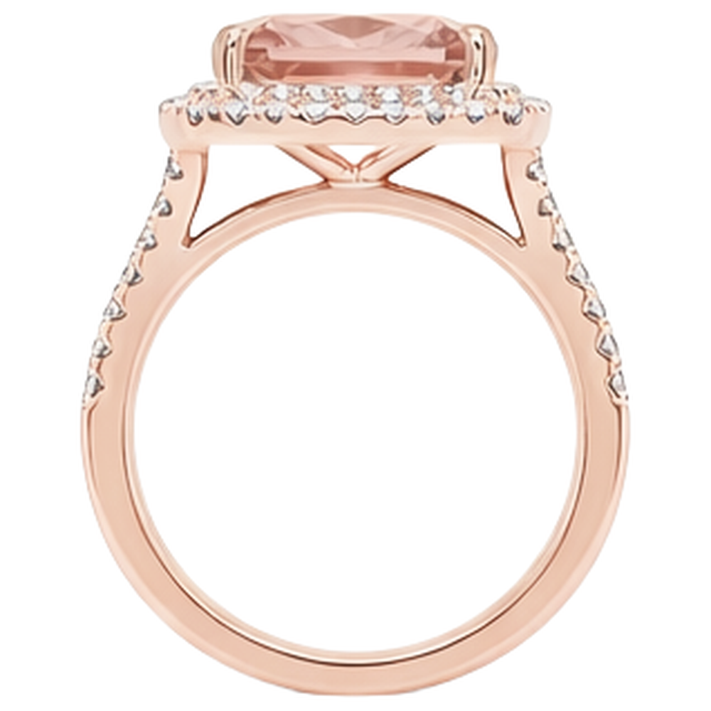 vero round morganite 12.75carati anello vista di profilo
