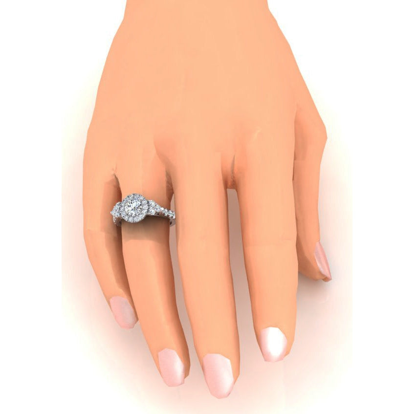 Halo Naturale Diamante Anello Di Fidanzamento Per Donna