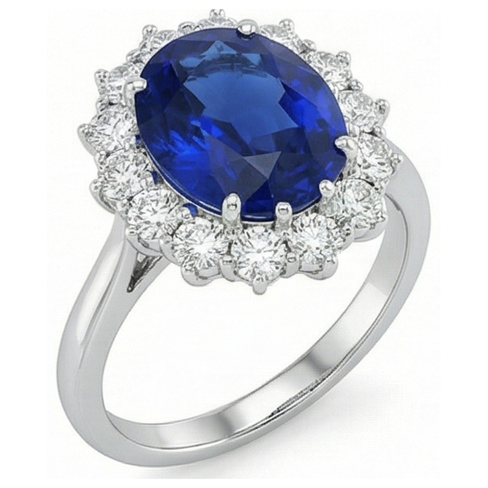 Zaffiro Blu Fiordaliso Anello con Gemma – vista frontale