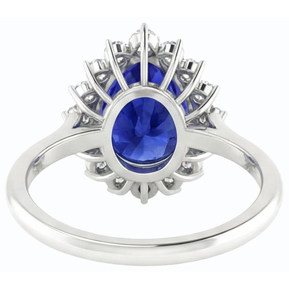 Halo Pear Blue Sapphire Ring Star Style Diamond Jewelry 3.50 carati