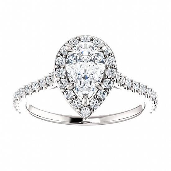 Halo Pear & Round Diamond Ring Solitaire With Accents 1.50 Ct. - harrychadent.it