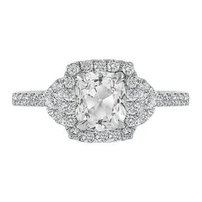 Halo Ring Cushion Old Miner Vero Diamonds Prong Set 4 Carati Gioielli In Oro