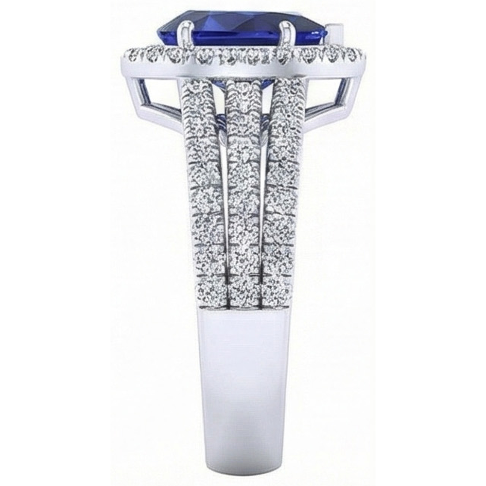 vero round diamante 5carati anello con accenti diamanti