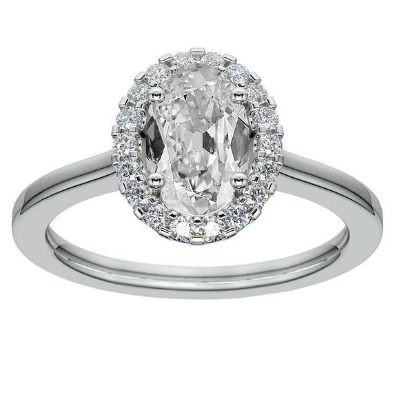 Halo Ring Round & Oval Old Miner Vero Diamond Gioielli In Oro 14K 6.50 Carati