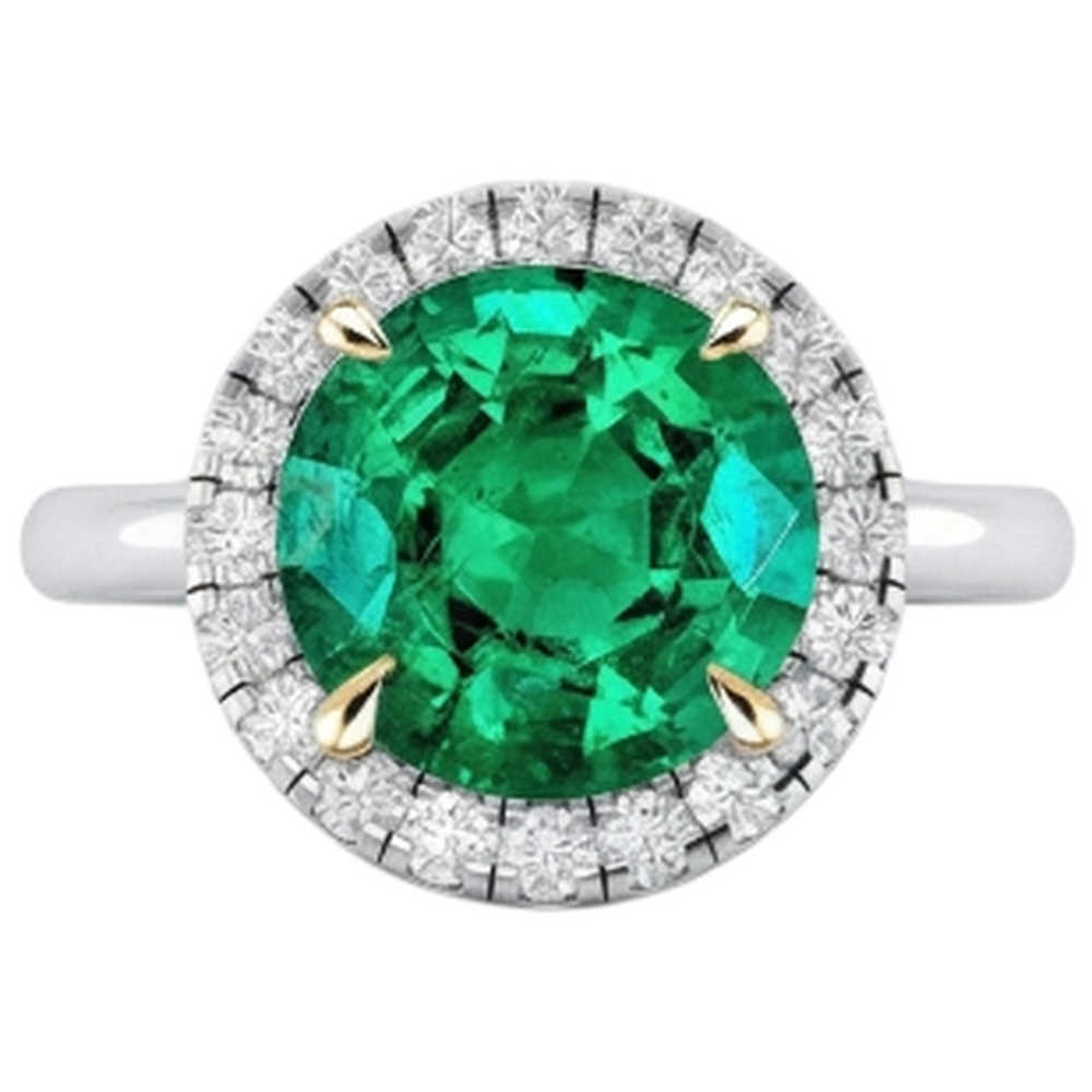 Anello Pietra Colorata Oro Bicolore 14K con Smeraldo Fine – vista profilo