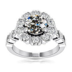 Halo Round Old Miner Diamond Ring Prong Mezza castone Set 5 carati