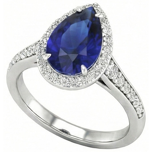 Zaffiro Blu Anello Pietra Colorata 2,50 carati Oro Bianco 14K – vista principale