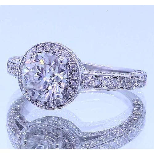 Halo Set Anello Anniversario Vero Diamante Rotondo 4 Carati