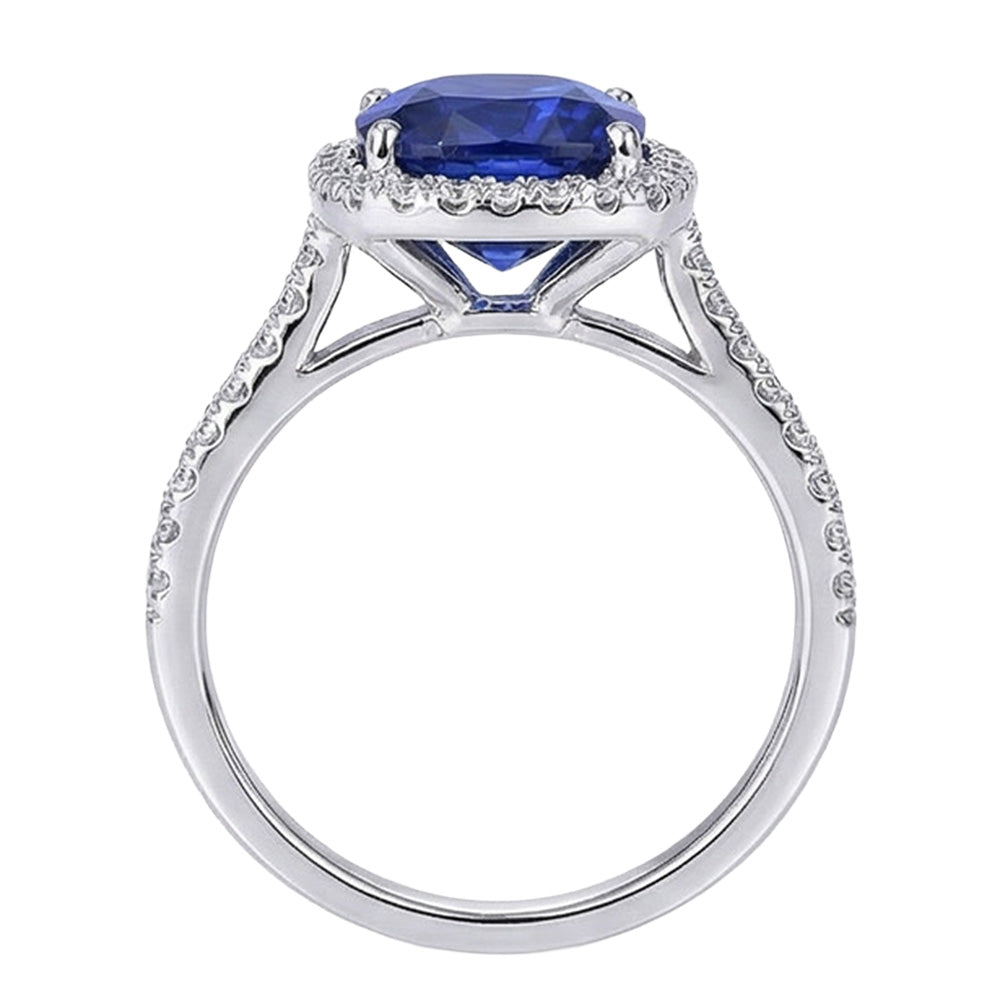 Zaffiro Blu Reale Anello con Pietra Preziosa 7,80 carati Oro Bianco 14K – vista dall'alto