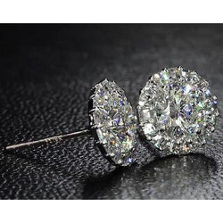 Halo Style Genuino Diamond Stud Orecchino 6 Carati Oro Bianco 14K Gioielli