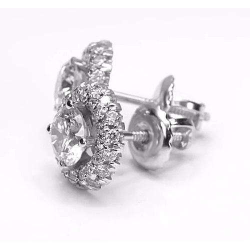 Halo Style Round Vero Diamond Stud Orecchino 2.50 Carati Oro Bianco 14K