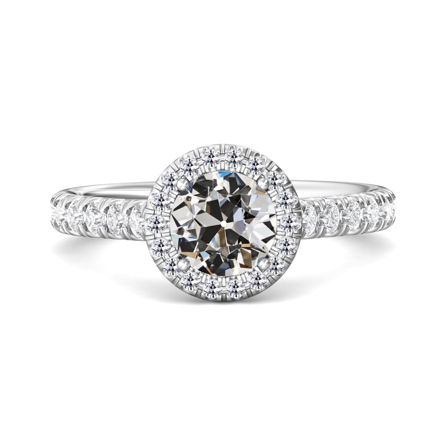Halo Anello Da Donna Con Naturale Diamanti A Taglio Antico Rotondo Con Accenti 4.50 Carati