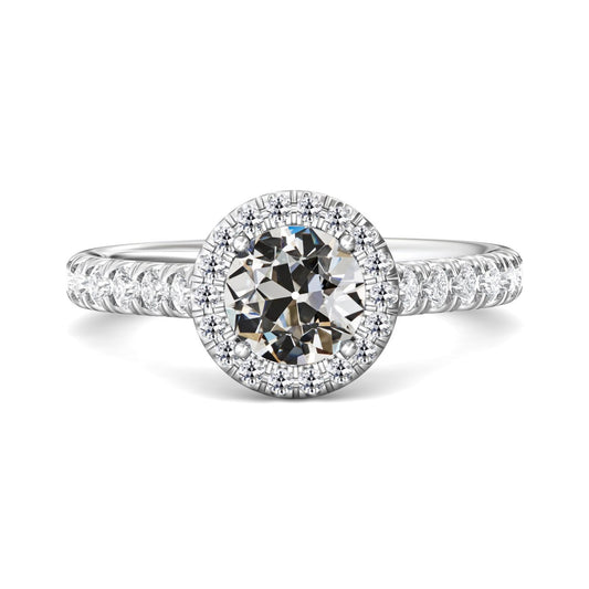 Halo Anello Da Donna Con Naturale Diamanti A Taglio Antico Rotondo Con Accenti 4.50 Carati