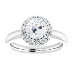Halo Anello Di Fidanzamento Con Vero Diamante A Taglio Antico, 5 Carati, Oro 14K