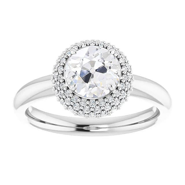 Halo Anello Di Fidanzamento Con Vero Diamante A Taglio Antico, 5 Carati, Oro 14K