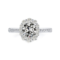 Halo Anello Rotondo Vecchio Minatore Genuino Diamante Con Accenti 5 Carati 14K Oro