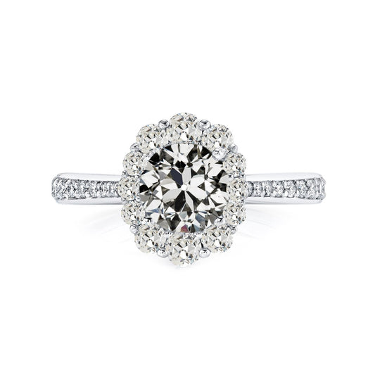 Halo Anello Rotondo Vecchio Minatore Genuino Diamante Con Accenti 5 Carati 14K Oro