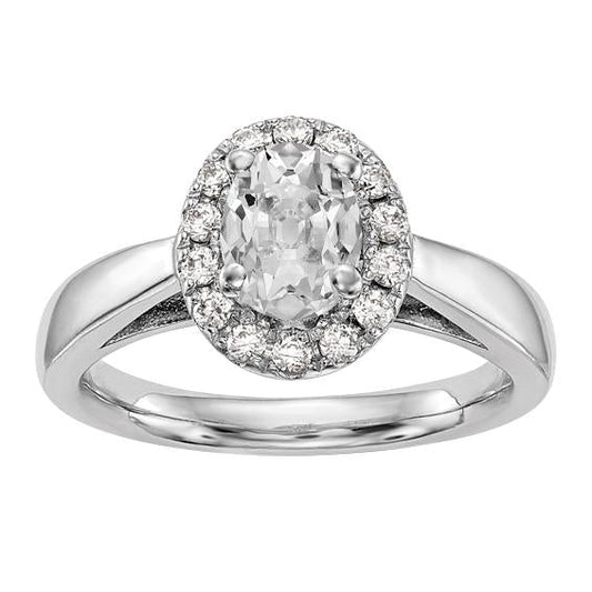 Halo Anniversary Anello Ovale Vecchio Taglio Naturale Diamante 3.75 Carati Gambo Conico