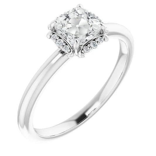 Halo Anniversary Ring Cushion Vecchio Minatore Genuino Diamante Set 4,25 Carati Prong