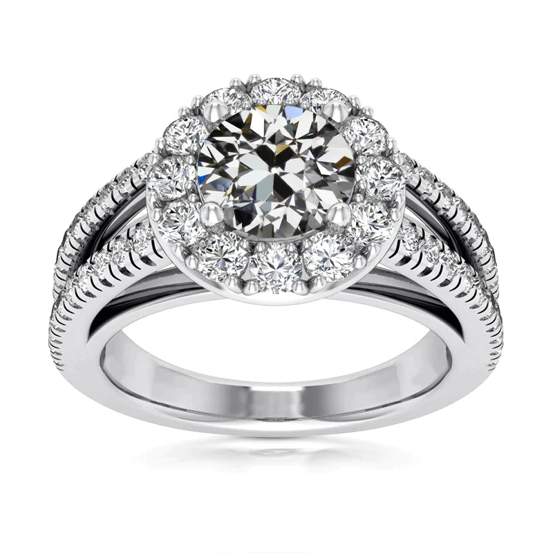 Halo Anniversary Ring Vecchio Minatore Naturale Diamante Split Shank 7 Carati