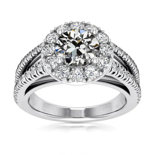 Halo Anniversary Ring Vecchio Minatore Naturale Diamante Split Shank 7 Carati