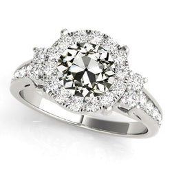 Halo Anniversary Ring Vecchio Minatore Vero Diamante Channel Set Accenti 5 Carati