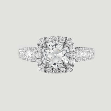 Halo Anniversary Round Ring Old Cut Cushion Vero Diamanti 3.25 Carati
