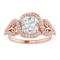 Diamante Anello con Pavé Halo 8,25 carati F/VS1 – Oro 14 Carati