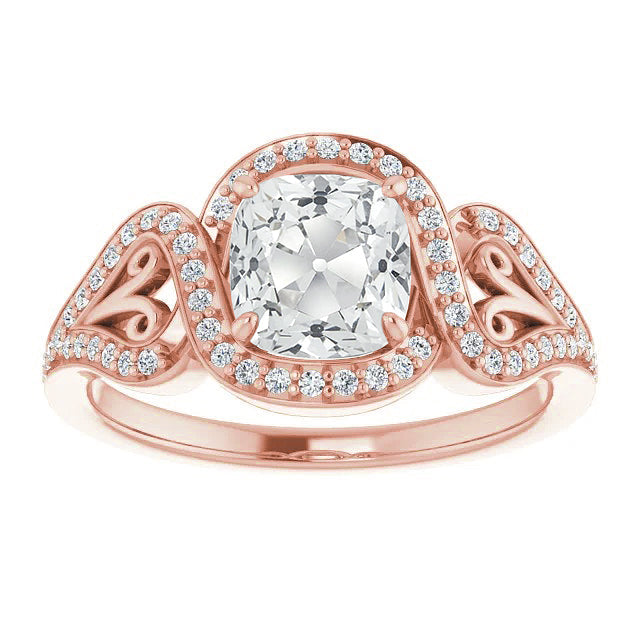 Taglio Cushion Diamante anello in Oro 14 Carati Rosa – vista principale