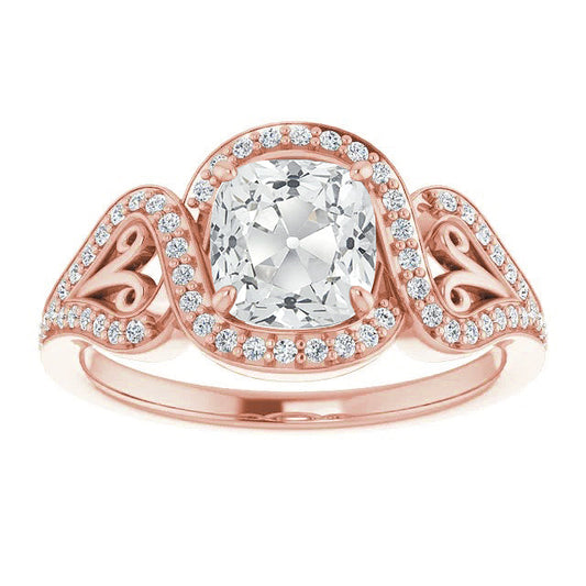 Taglio Cushion Diamante anello in Oro 14 Carati Rosa – vista principale