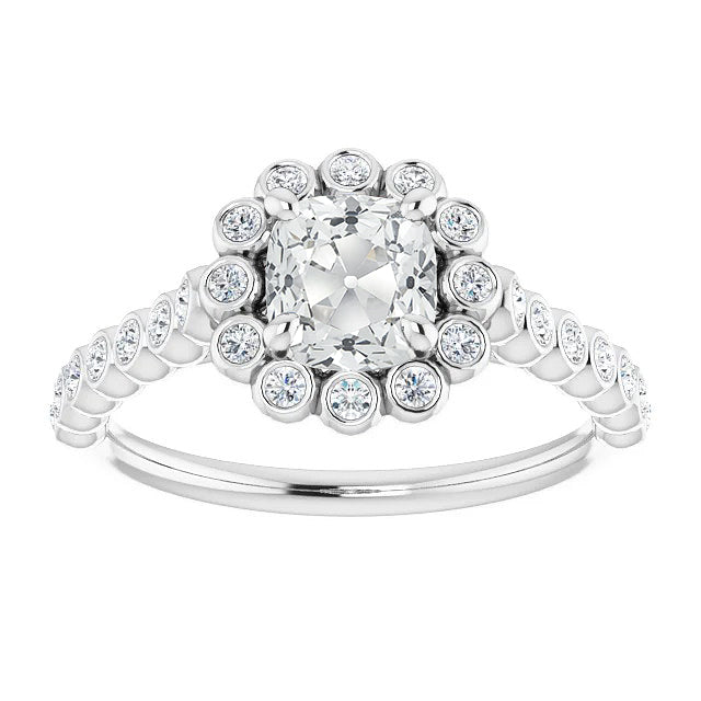 Brillante Anello di Fidanzamento Halo 3,50 carati Oro Bianco 14K – vista principale