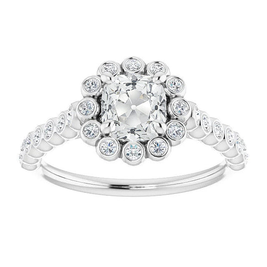 Brillante Anello di Fidanzamento Halo 3,50 carati Oro Bianco 14K – vista principale