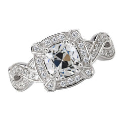 Taglio Old Mine Brillante Anello con Pavé Halo 5 carati – Oro
