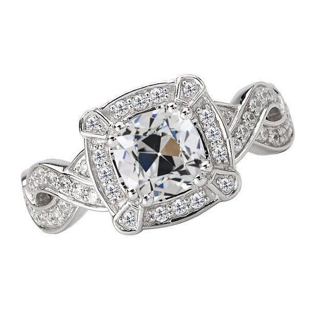 Brillante Anello con Pavé Halo 5 carati Oro Bianco 14K – vista principale