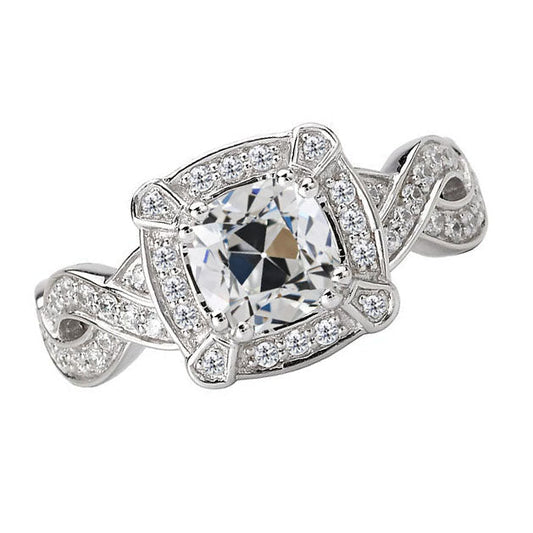 Brillante Anello con Pavé Halo 5 carati Oro Bianco 14K – vista principale