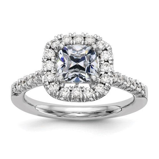Halo Cushion Old Mine Cut Naturale Diamante Ring Set Coda Di Pesce 3,70 Carati