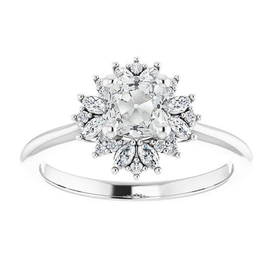 Halo Cushion Vecchio Minatore Vero Diamante Ring Star Style Gioielli In Oro 5 Carati