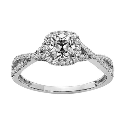 Halo Cushion Vecchio Taglio Vero Diamante Ring Infinity Gambo Diviso 3,75 Carati