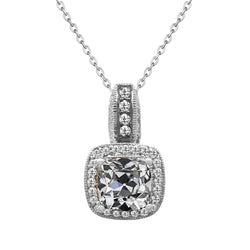 Brillante taglio Taglio Cushion Pendente 4 carati – Oro Bianco