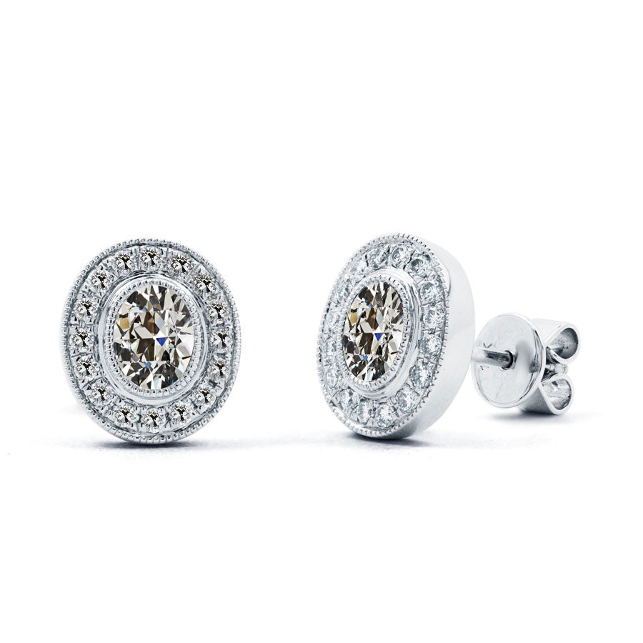 Cuscino Antico Diamante Fine anello in Oro 14 Carati Bianco – vista principale