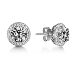 Orecchini Pendenti Oro Bianco 14K – Diamante Fine Taglio Old