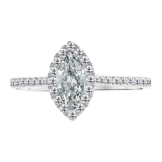 Diamante Anello con Pavé Halo 1,50-carati Oro Bianco 14K – vista principale