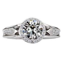 Sofisticato Cuscino Antico Brillante Anello con Pavé Halo – 2,50