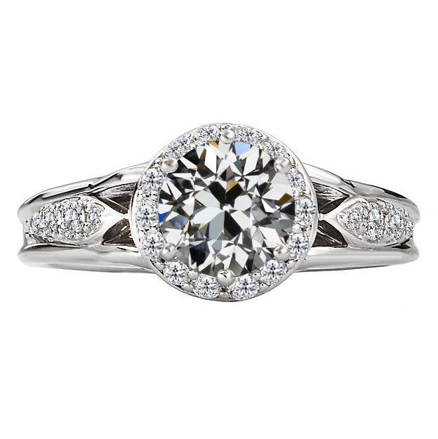 Anello con Pavé Halo Oro Bianco 14K con Brillante – vista principale