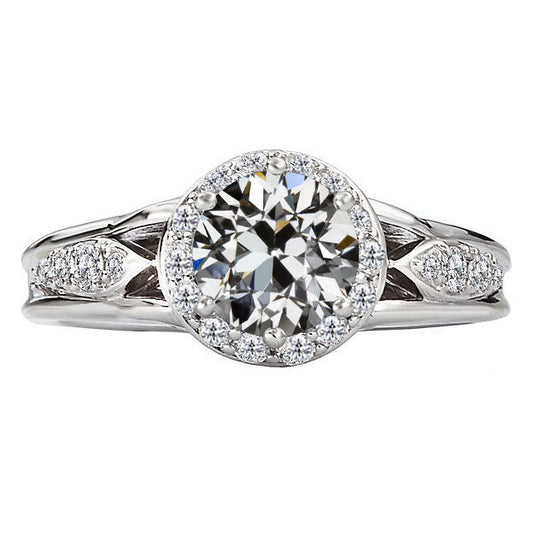 Anello con Pavé Halo Oro Bianco 14K con Brillante – vista principale