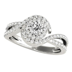 Halo Fancy Ring Il Giro Vecchio Taglio Genuino Diamante Twisted Split Shank 4 Carati