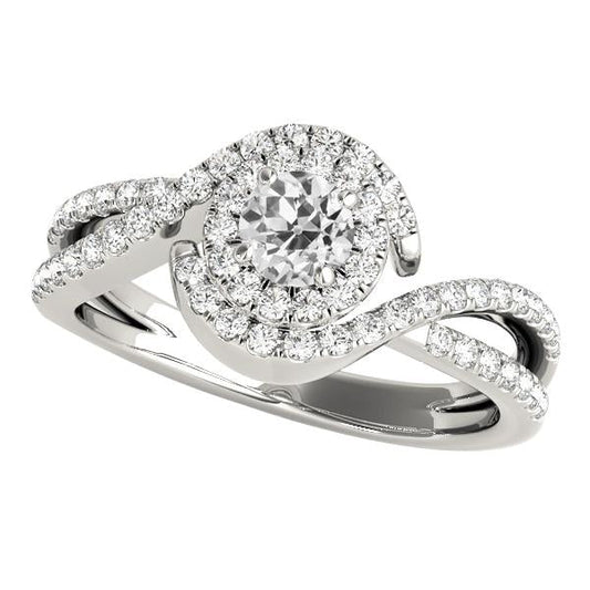 Halo Fancy Ring Il Giro Vecchio Taglio Genuino Diamante Twisted Split Shank 4 Carati
