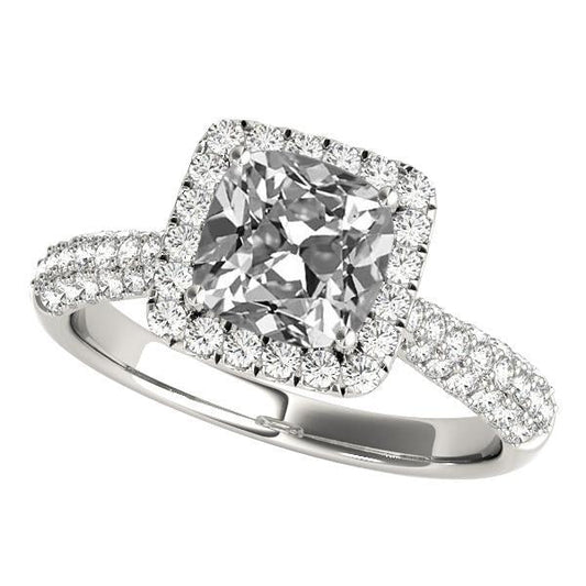 Halo Fede Nuziale Multi-Fila Accenti Cuscino Vecchio Taglio Naturale Diamante 7 Carati