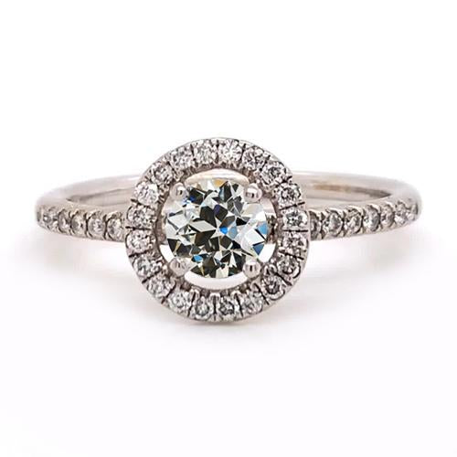Halo Fede Nuziale Rotonda Old Mine Cut Genuino Diamante 2.50 Carati Oro 14K